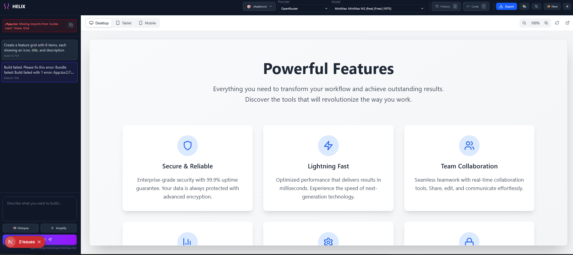 Component working after AI fix